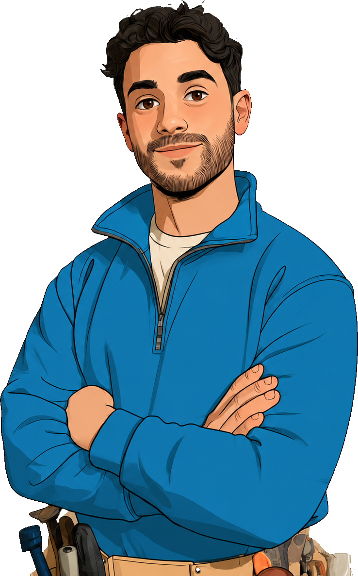Illustration of a Peakwave Electrical technician, arms crossed